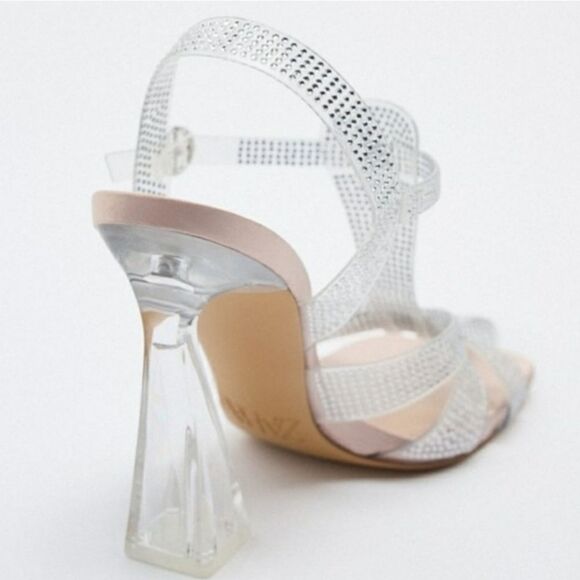BRAND NEW ZARA RHINESTONE VINYL HEELED SANDAL - Picture 16 of 16